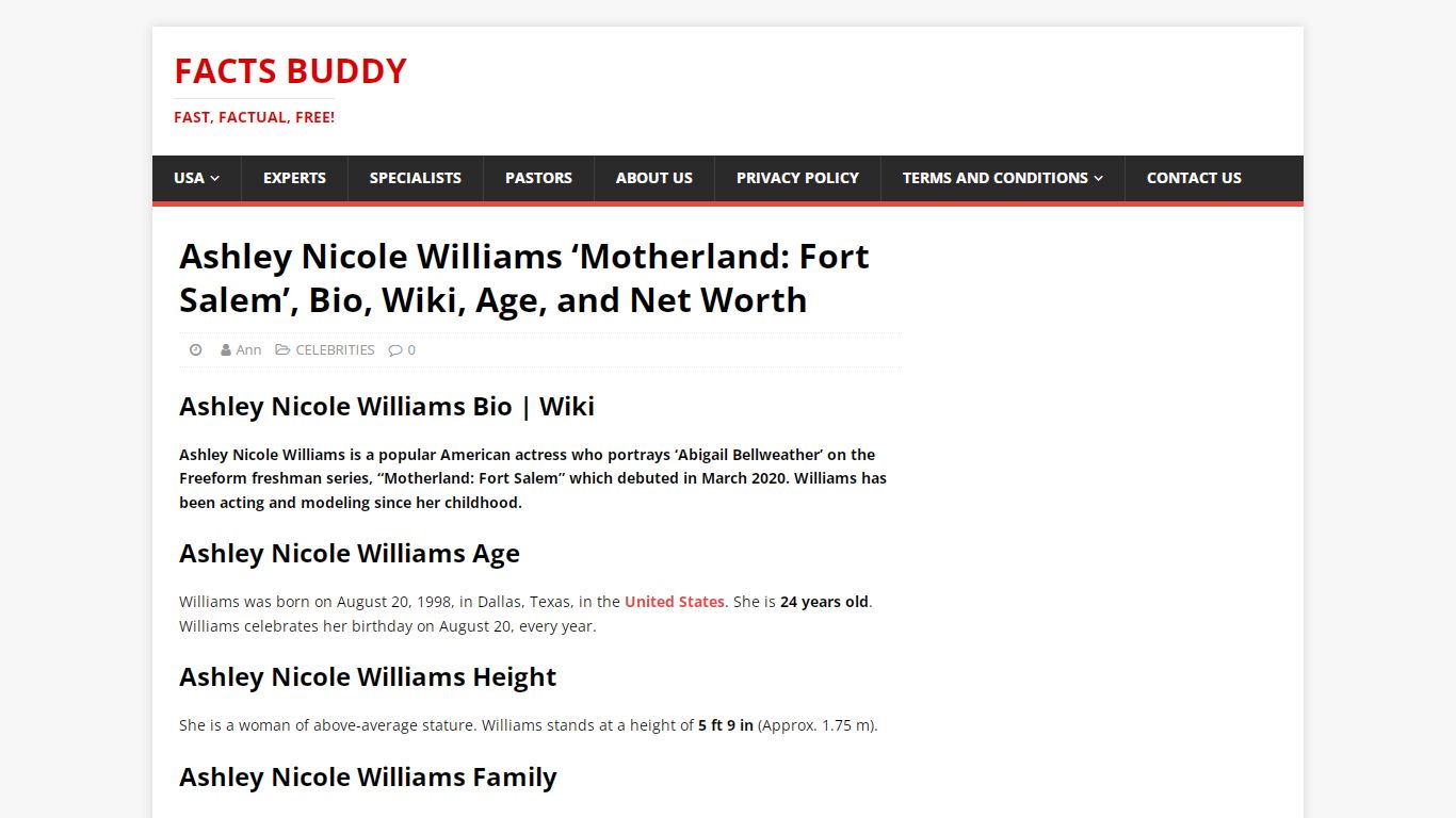 Ashley Nicole Williams ‘Motherland: Fort Salem’, Bio, Wiki, Age, and ...